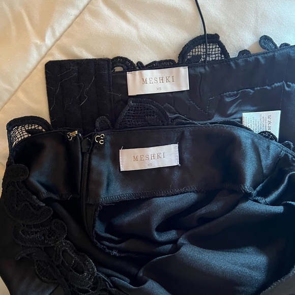 MESHKI TWO PIECE SATIN BLACK MAXI SKIRT BANDEAU TOP SIZE XS - Picture 5 of 7